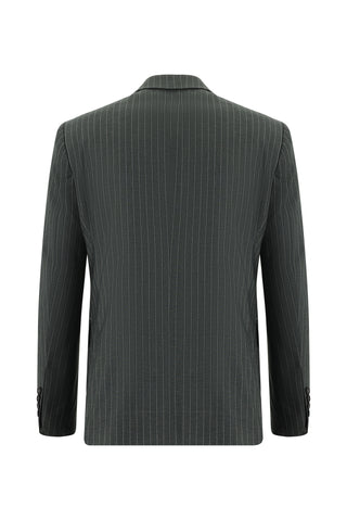 Koyu Füme 7 Drop Slim Fit Dar Kesim Çizgili Takım Elbise