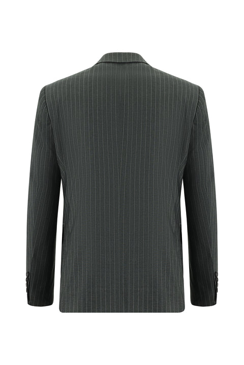 Dark Gray 7 Drop Slim Fit Striped Suit