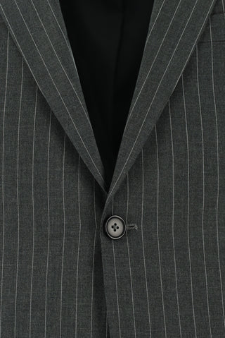  Koyu Füme 7 Drop Slim Fit Dar Kesim Çizgili Takım Elbise