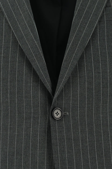 Dark Gray 7 Drop Slim Fit Striped Suit