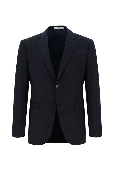 Dark Navy 7 Drop Slim Fit Striped Suit