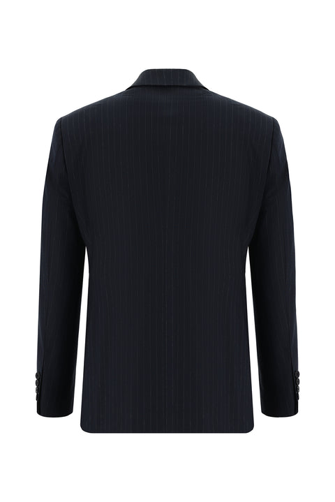 Dark Navy 7 Drop Slim Fit Striped Suit