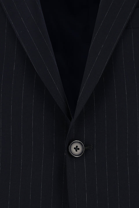 Dark Navy 7 Drop Slim Fit Striped Suit