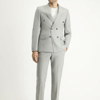 Medium Grey 7 Drop Super Slim Fit Extra Narrow Cut Double-Breasted Striped Suit