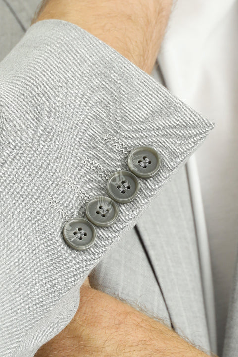 Medium Grey 7 Drop Super Slim Fit Extra Narrow Cut Double-Breasted Striped Suit