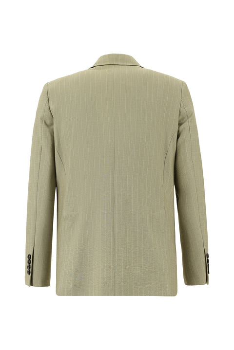 Açık Vizon 7 Drop Slim Fit Dar Kesim Beli Lastikli İpli Çizgili Takım Elbise