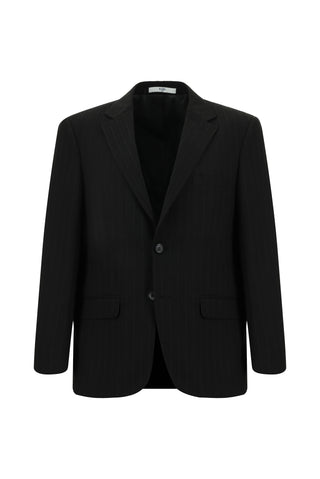  Siyah 4 Drop Relaxed Fit Rahat Kesim Çizgili Takım Elbise