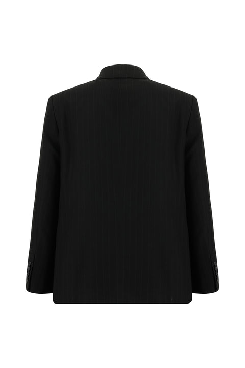 Black 4-Drop Relaxed Fit Striped Suit