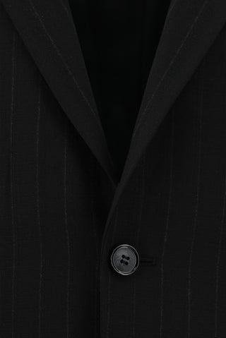  Siyah 4 Drop Relaxed Fit Rahat Kesim Çizgili Takım Elbise