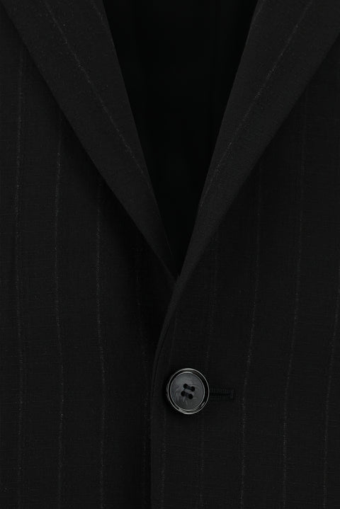 Black 4-Drop Relaxed Fit Striped Suit