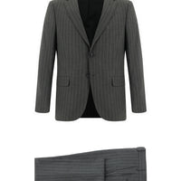 Medium Gray 4-Drop Relaxed Fit Striped Suit