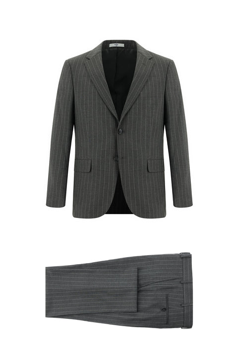 Medium Gray 6 Drop Regular Fit Standard Cut Striped Suit