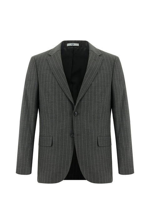 Medium Gray 4-Drop Relaxed Fit Striped Suit