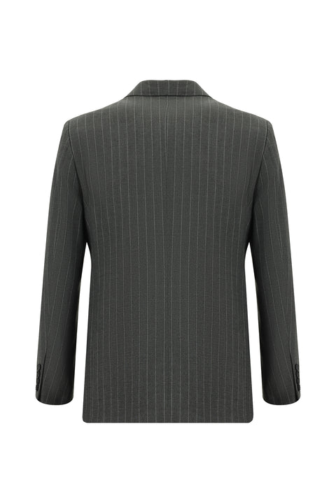 Medium Gray 4-Drop Relaxed Fit Striped Suit