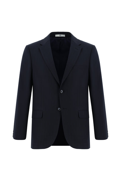 Dark Navy 4-Drop Relaxed Fit Striped Suit