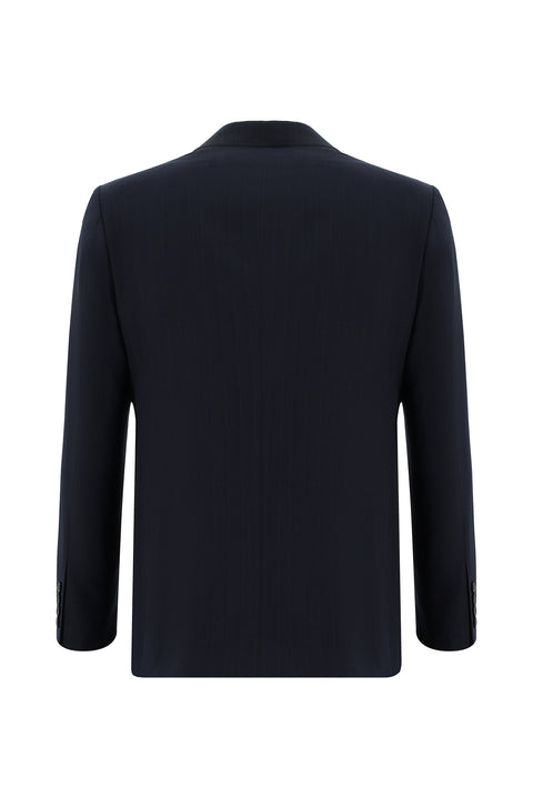 Dark Navy 4-Drop Relaxed Fit Striped Suit