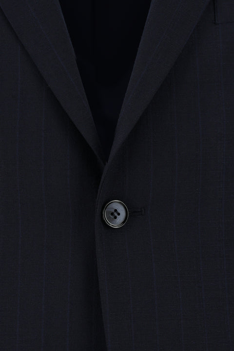 Dark Navy 4-Drop Relaxed Fit Striped Suit