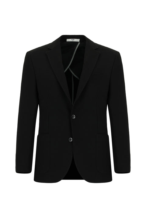 Black 6 Drop Regular Fit Standard Cut Striped Elastic Waist Drawstring Suit