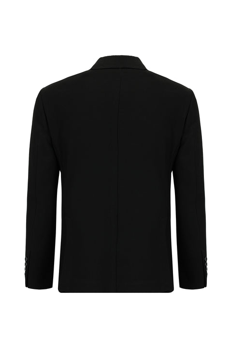 Black 6 Drop Regular Fit Standard Cut Striped Elastic Waist Drawstring Suit