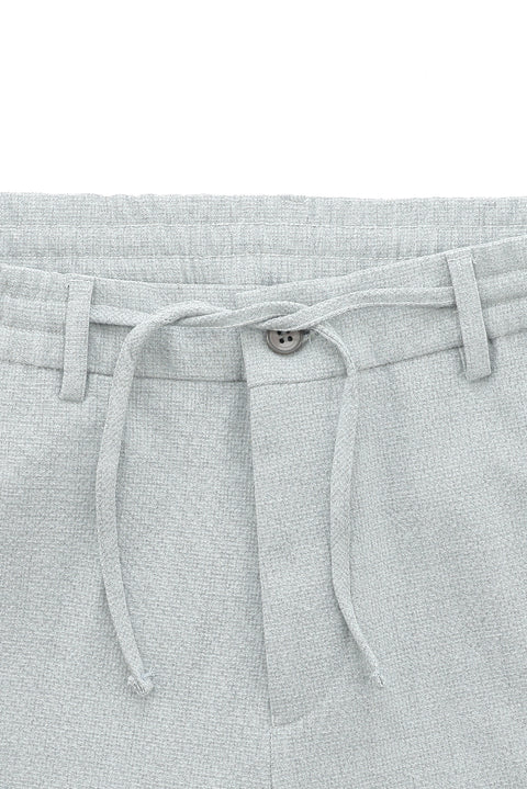 Light Grey 7 Drop Slim Fit Striped Elastic Waist Drawstring Suit
