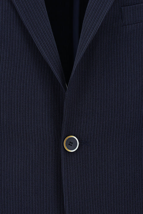 Dark Navy 6 Drop Regular Fit Striped Elastic Waist Drawstring Suit