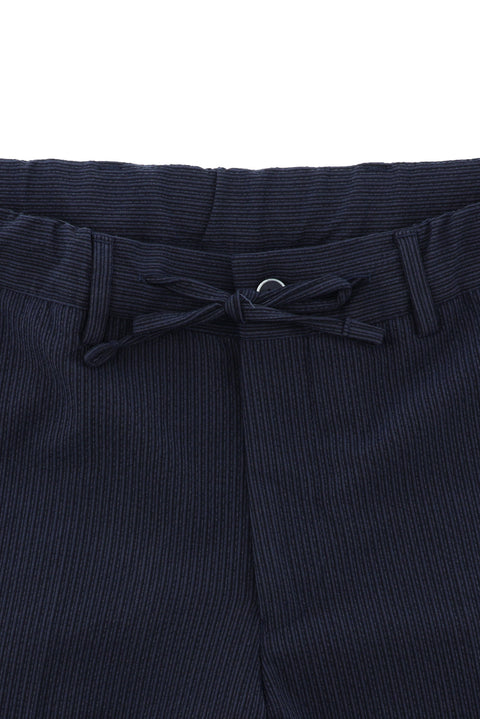 Dark Navy 7 Drop Slim Fit Striped Elastic Waist Drawstring Suit