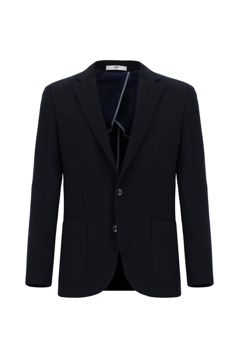 Siyah Lacivert 6 Drop Regular Fit Standart Kesim Çizgili Beli Lastikli İpli Takım Elbise