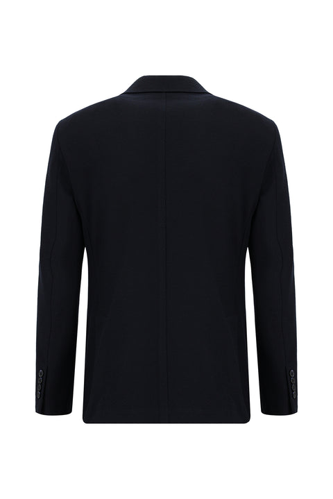 Black and Navy Blue 7 Drop Slim Fit Striped Elastic Waist Drawstring Suit