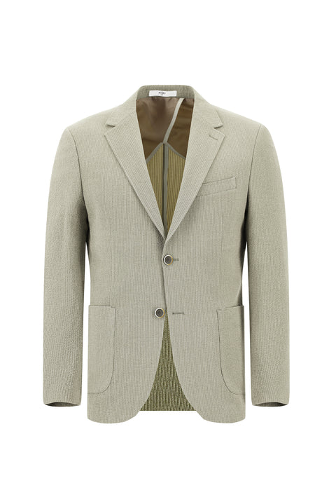Dark Beige 6 Drop Regular Fit Striped Elastic Waist Drawstring Suit