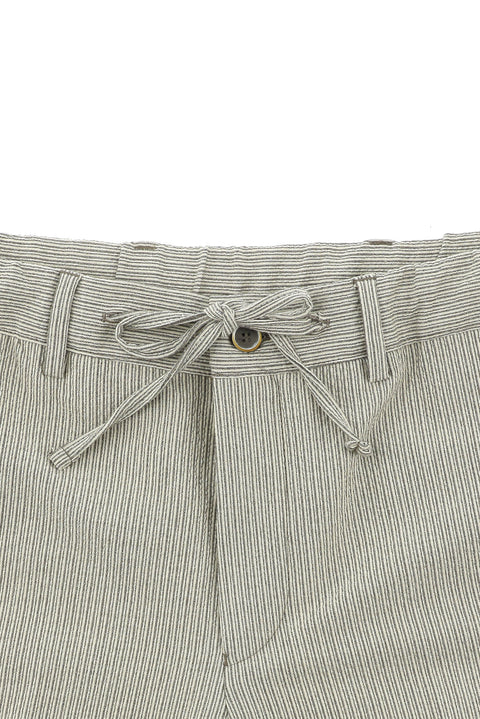 Dark Beige 6 Drop Regular Fit Striped Elastic Waist Drawstring Suit