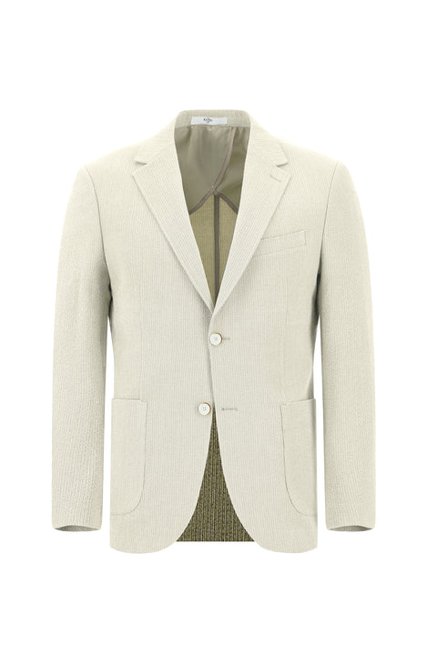 Cream 7 Drop Slim Fit Striped Elastic Waist Drawstring Suit
