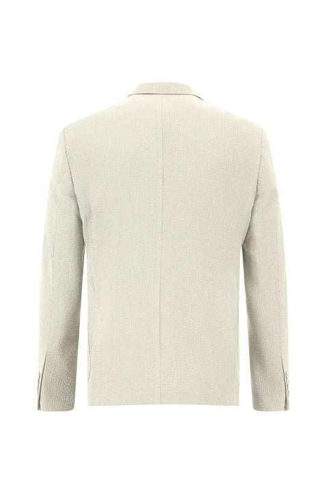 Cream 7 Drop Slim Fit Striped Elastic Waist Drawstring Suit