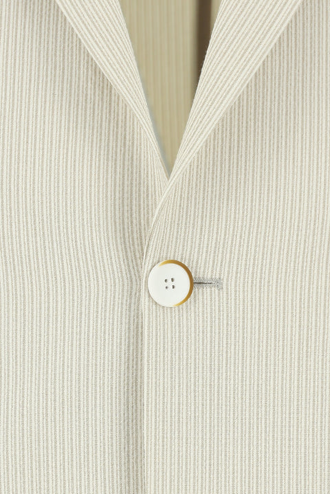 Cream 6 Drop Regular Fit Standard Cut Striped Elastic Waist Drawstring Suit