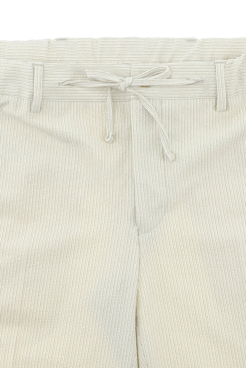 Cream 6 Drop Regular Fit Standard Cut Striped Elastic Waist Drawstring Suit