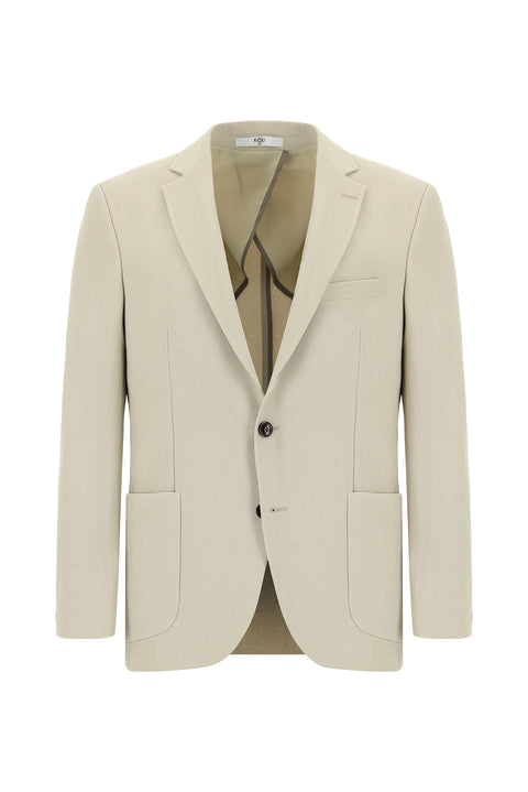 Off-white 7-drop slim fit striped suit with elasticated drawstring waist.