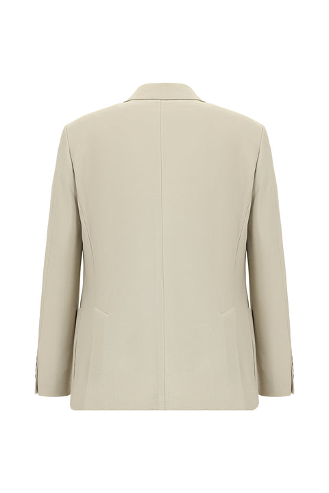 Off-white 6-drop regular fit striped suit with elasticated drawstring waist.