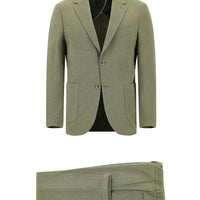 Light Khaki 7 Drop Slim Fit Striped Elastic Waist Drawstring Suit