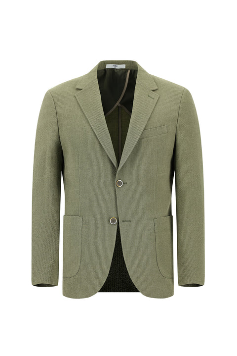Light Khaki 7 Drop Slim Fit Striped Elastic Waist Drawstring Suit
