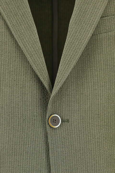 Light Khaki 6 Drop Regular Fit Standard Cut Striped Elastic Waist Drawstring Suit