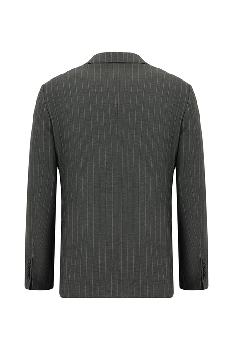 Medium Gray 6 Drop Regular Fit Standard Cut Striped Double-Breasted Suit
