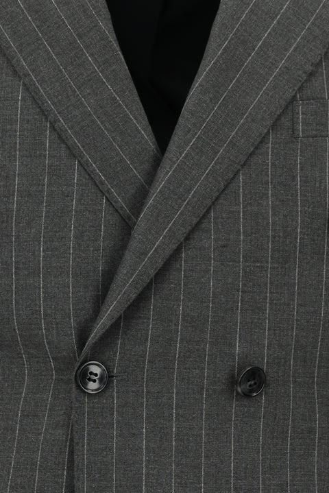 Medium Gray 6 Drop Regular Fit Standard Cut Striped Double-Breasted Suit