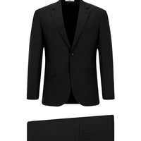 Black 4-Drop Relaxed Fit Striped Suit