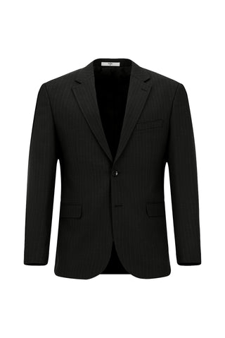  Siyah 4 Drop Relaxed Fit Rahat Kesim Çizgili Takım Elbise