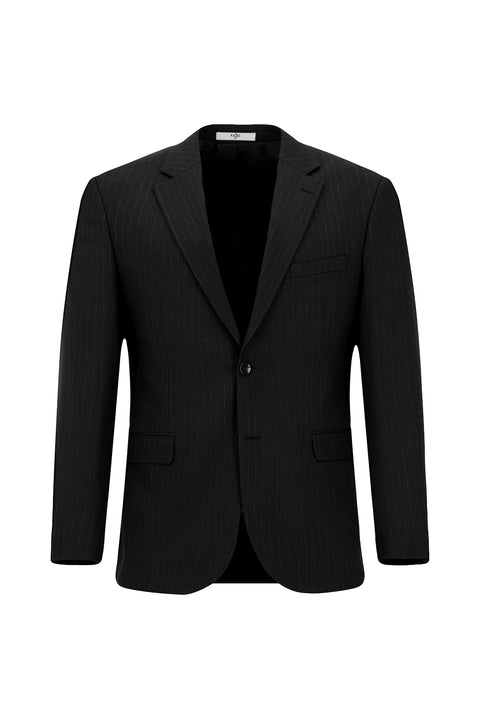Black 4-Drop Relaxed Fit Striped Suit