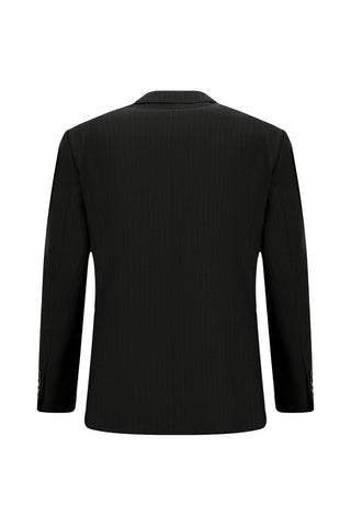  Siyah 4 Drop Relaxed Fit Rahat Kesim Çizgili Takım Elbise