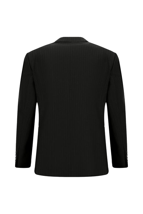 Black 4-Drop Relaxed Fit Striped Suit