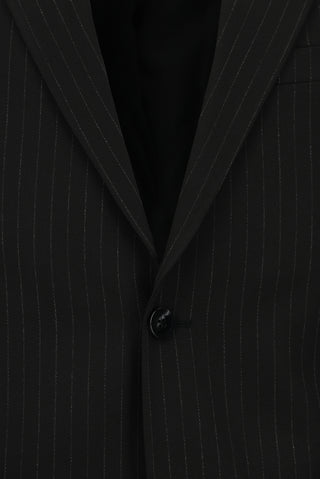  Siyah 4 Drop Relaxed Fit Rahat Kesim Çizgili Takım Elbise