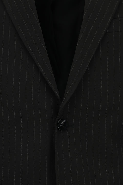 Black 4-Drop Relaxed Fit Striped Suit