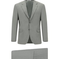 Medium Grey 4 Drop Relaxed Fit Striped Suit