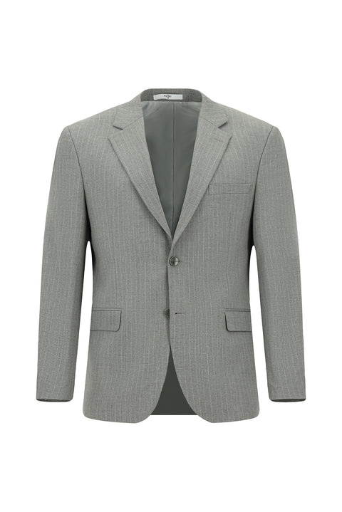 Medium Grey 4 Drop Relaxed Fit Striped Suit